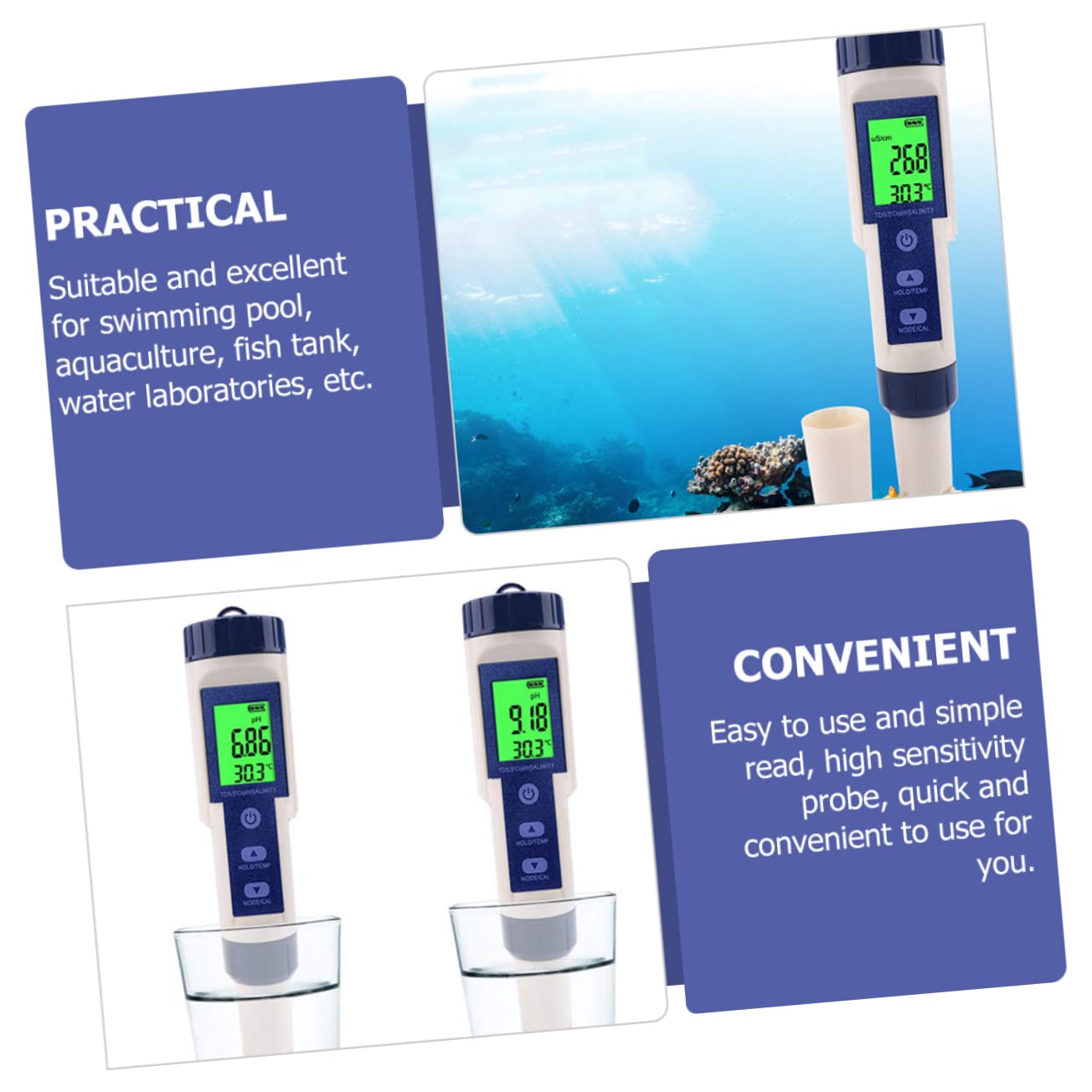 PLAFOPE Probador Digital De del Agua Medidor De Salinidad para y Pantalla LCD Retroiluminación Herramienta y Precisa para Monitoreo De Agua
