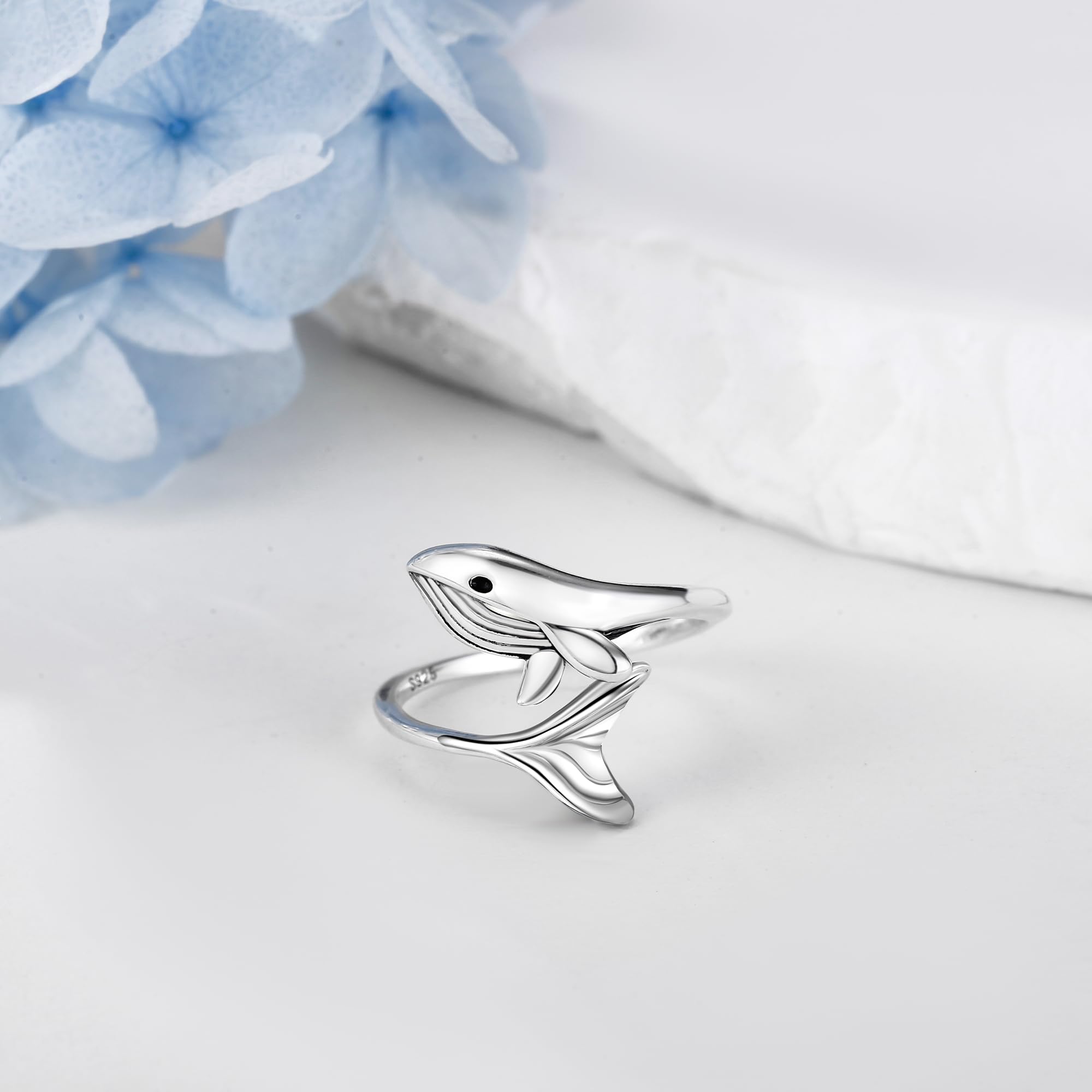 Wal Ring 925 Sterling Silber Einstellbare Offene Wal Daumen Ringe Niedlich Meer Wal Schmuck Ozean Geschenke für Damen Frauen Männer Teenager Mädchen Jungen Tochter Wal Liebhaber