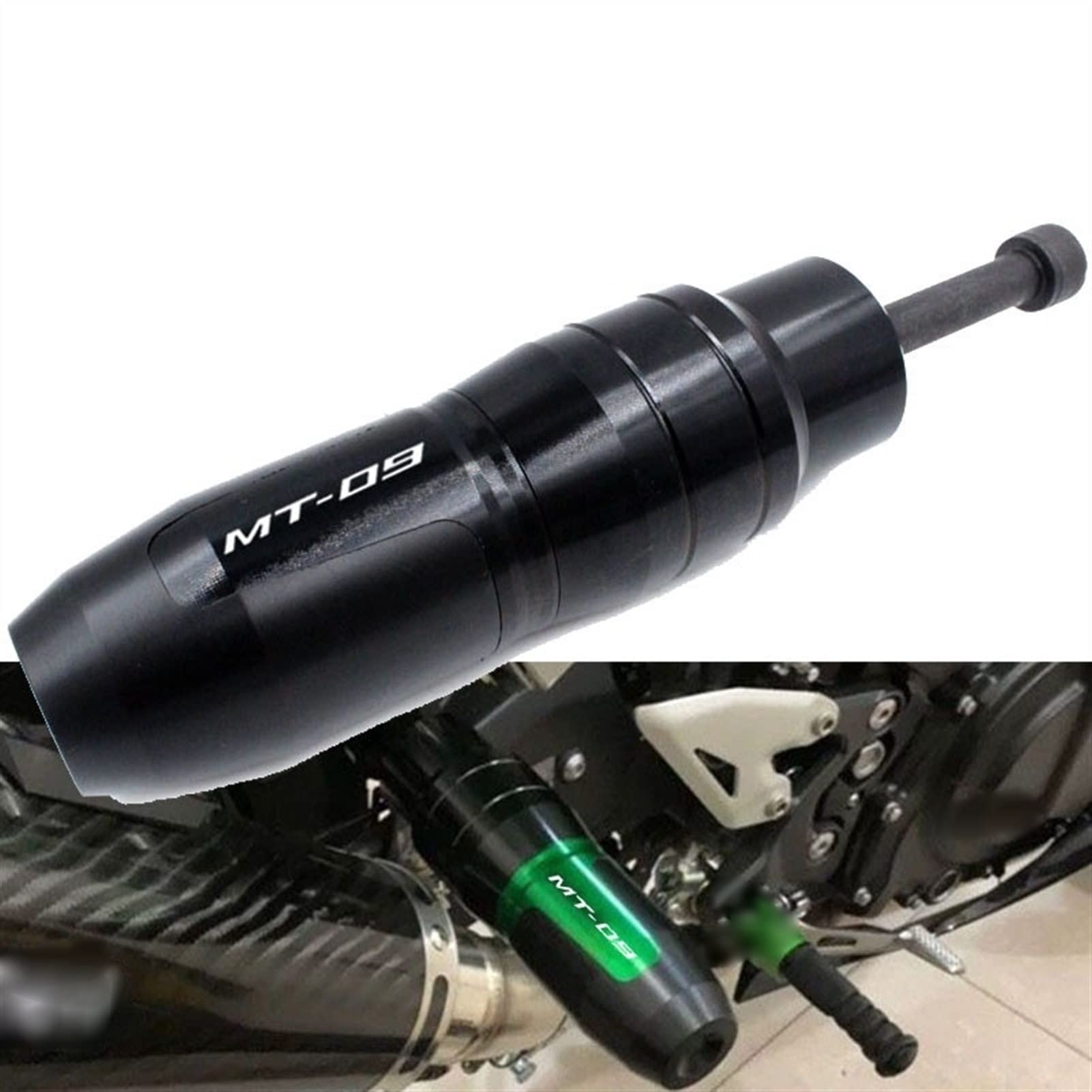Protection Chutes Moto CNC Cadre Crash Pads D'échappement Curseurs Crash Protecteur pour Y&amaha MT-09 MT09 Traceur FZ-09 FZ09 MT 09 FZ 09 (Color : 1piece of Green)