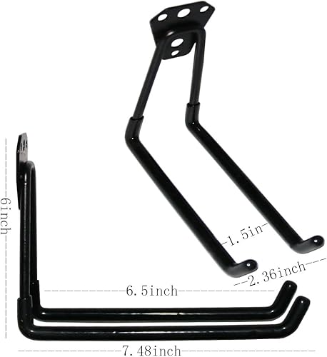 Miniatura 2 de ROOS - Gancho doble para colgar en la pared para almacenamiento de bicicletas garaje ahorrador de espacio perchero paquete de 2 gancho grande