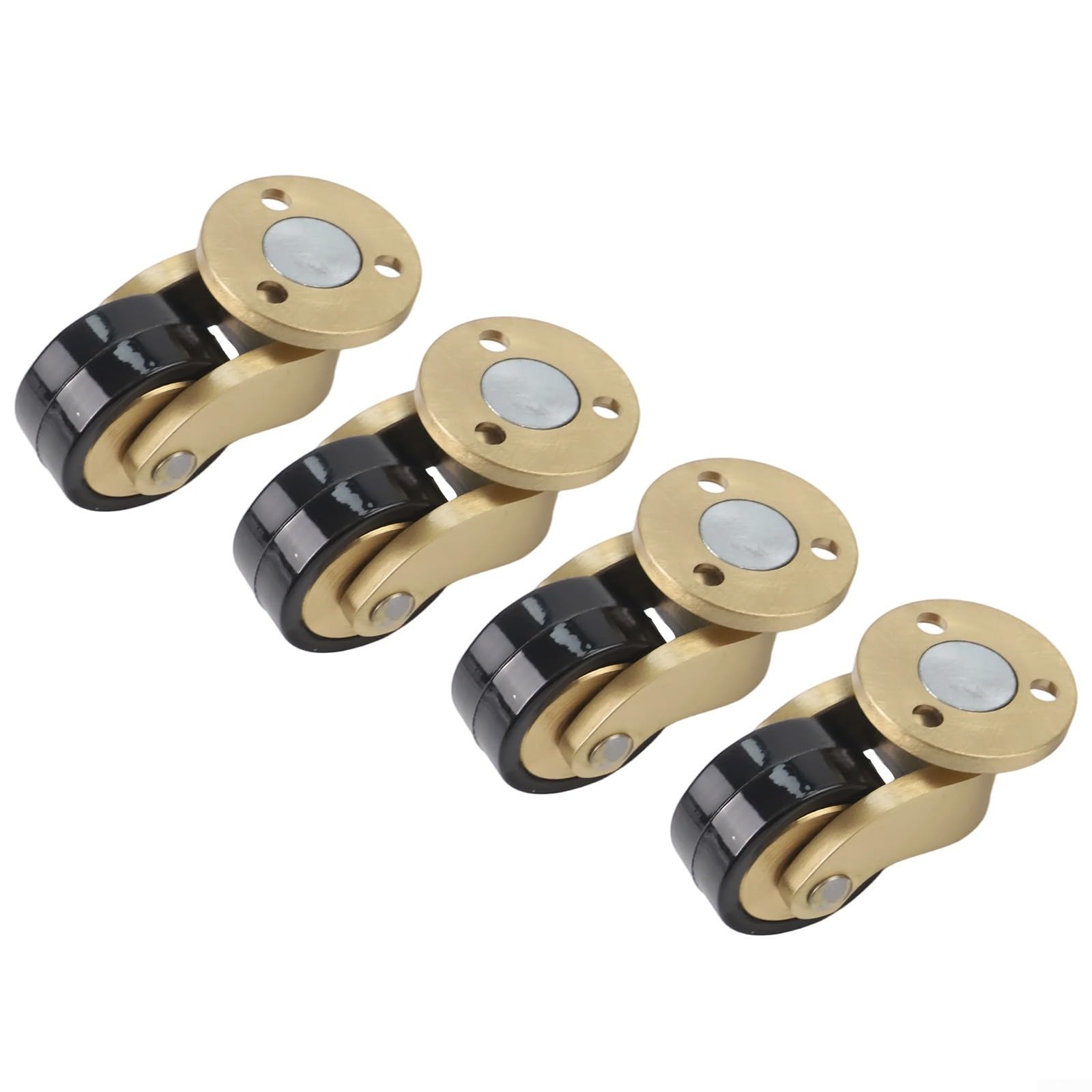 Ruedas de latón, giratorias silenciosas, resistentes, 34 x 28 mm, color dorado y negro, para mesa de café, sofá, 4 piezas
