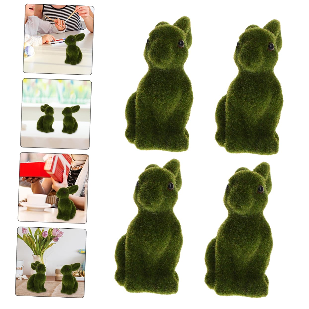 Alipis Set 4 Pezzi Coniglietto Pasquale in Plastico Muschio Artificiale Verde, Decorazioni Pasquali Leggere e Portatili per Casa e Tavola
