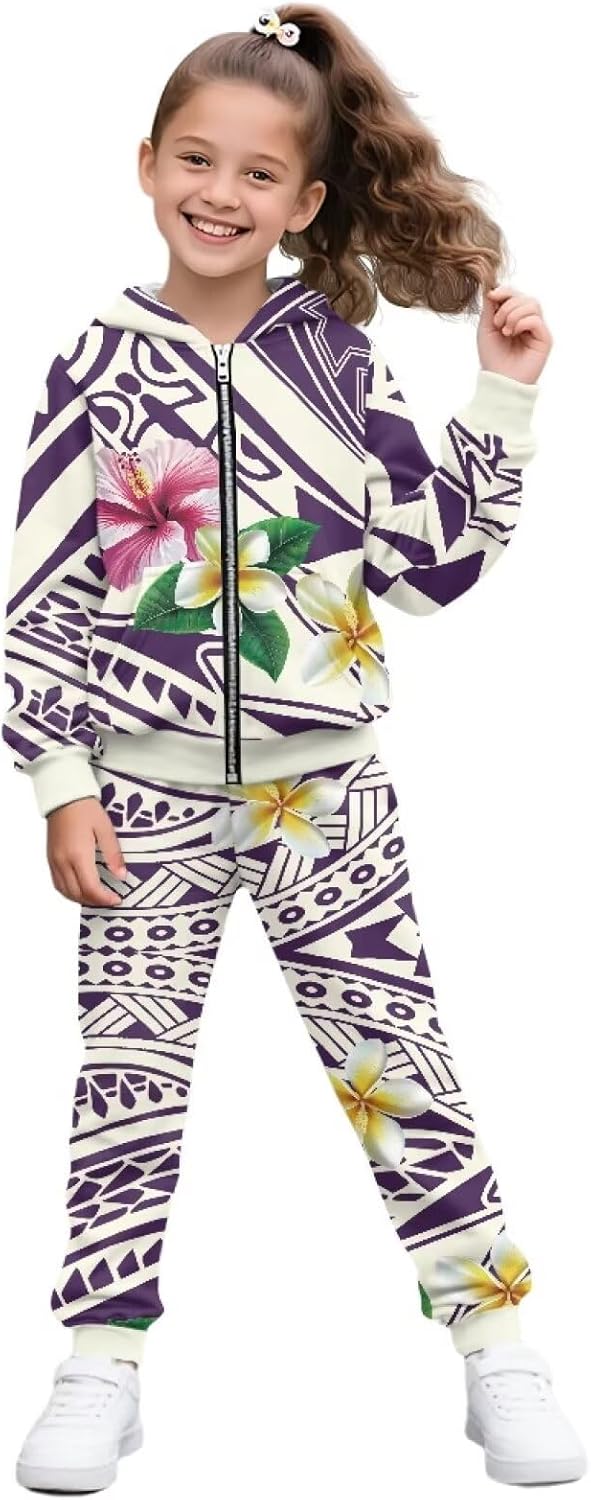 Girls Tracksuits Outfits 2 Pieces Athletic Zip Up Hoodies and Sweatpants Athletic Clothing Sets