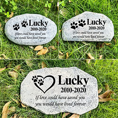 Zatanmulo Personalized Pet Memorial Stone, Garden Memorial Stone Personalized, Dog Headstone, Cat Tombstone, Memorial Plaque Outdoor, Garden Stepping Stone (Pawprint)