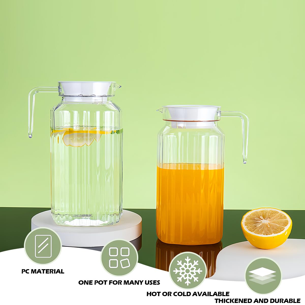 DOERDO Plastic Pitcher with Lid, Broken Resistant Beverage Jugs - Image 4