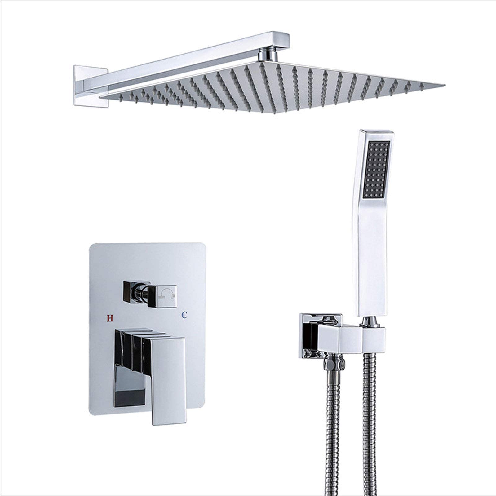 Système de douche à effet pluie encastré en laiton chromé pour hôtel