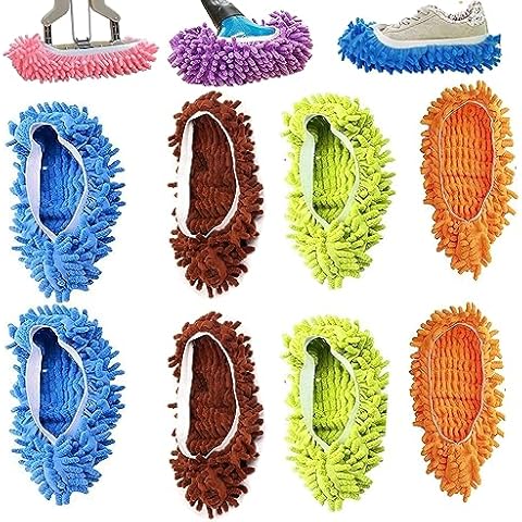 YWSHF Mop Slippers Shoes Cover Dust Duster Slippers Foot Socks Hair Cleaners Sweeping Microfiber Mop Cleaning Floor House Office Bathrron Kitchen Washable Reusable 8 PCS 4 Pairs Cover