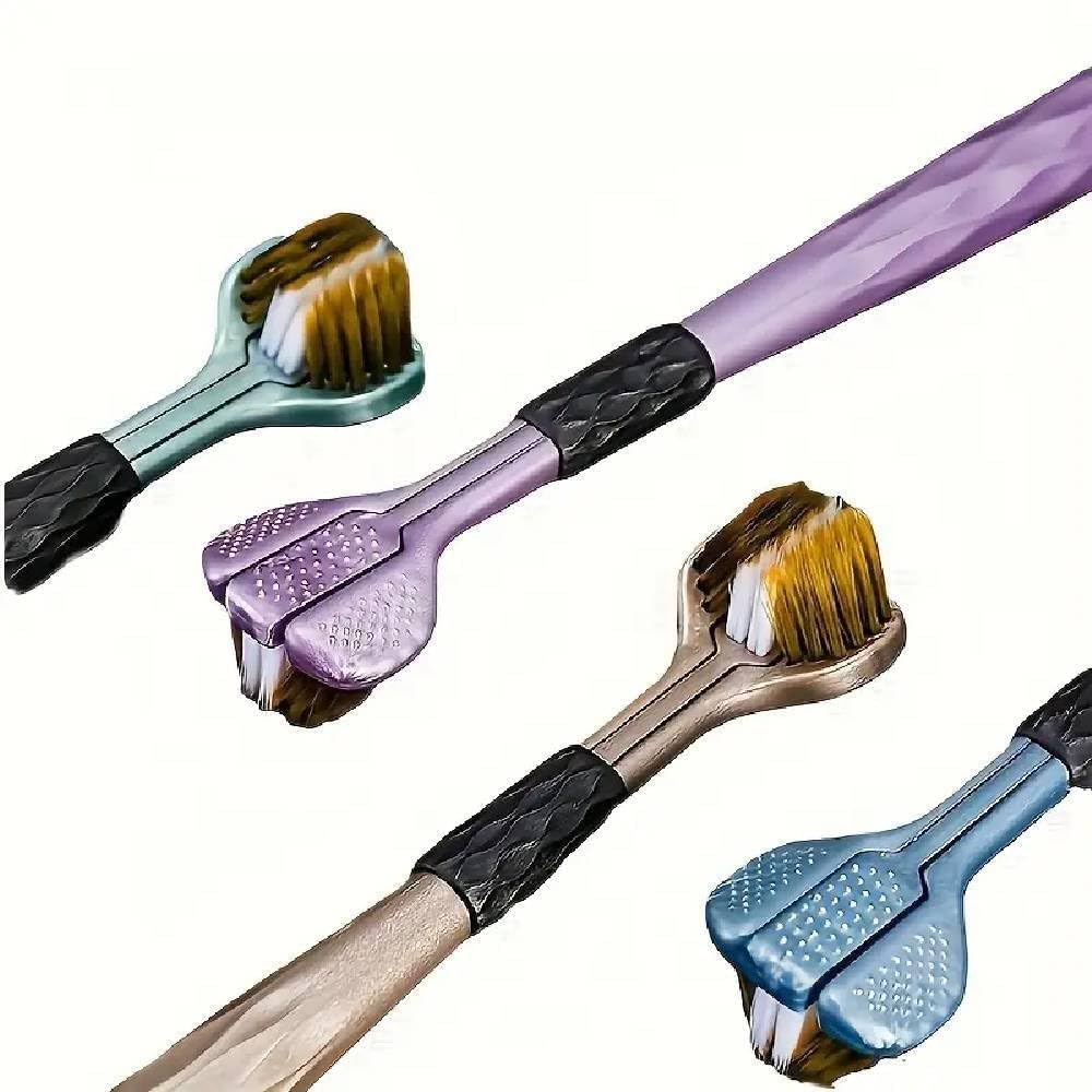 3-sided toothbrush for Deep Cleaning, ultra soft toothbrush with Triple Head Design for 360° Cleaning, Triple Action Manual Toothbrush, 18 X 2.5 X2.5 Cm, Multicolour, 4 Pcs.-picture-25