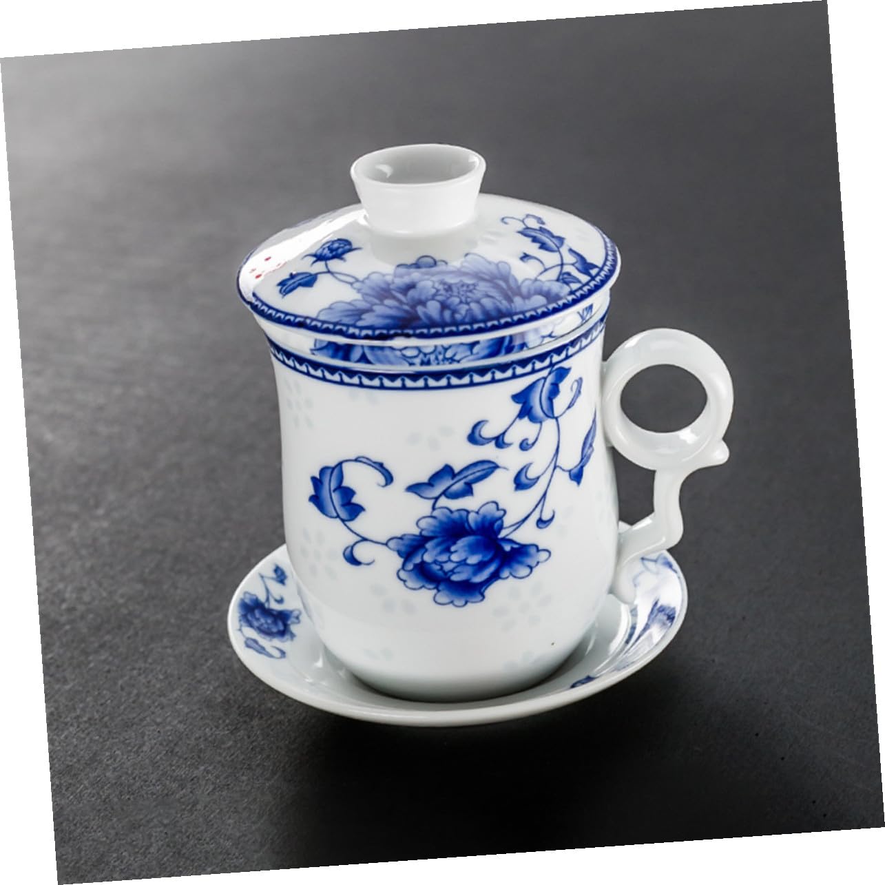 Toyvian Taza de Té de Clásica con Filtro y Tapa Diseño Azul y para Apto para Hogar Oficina y Restaurante