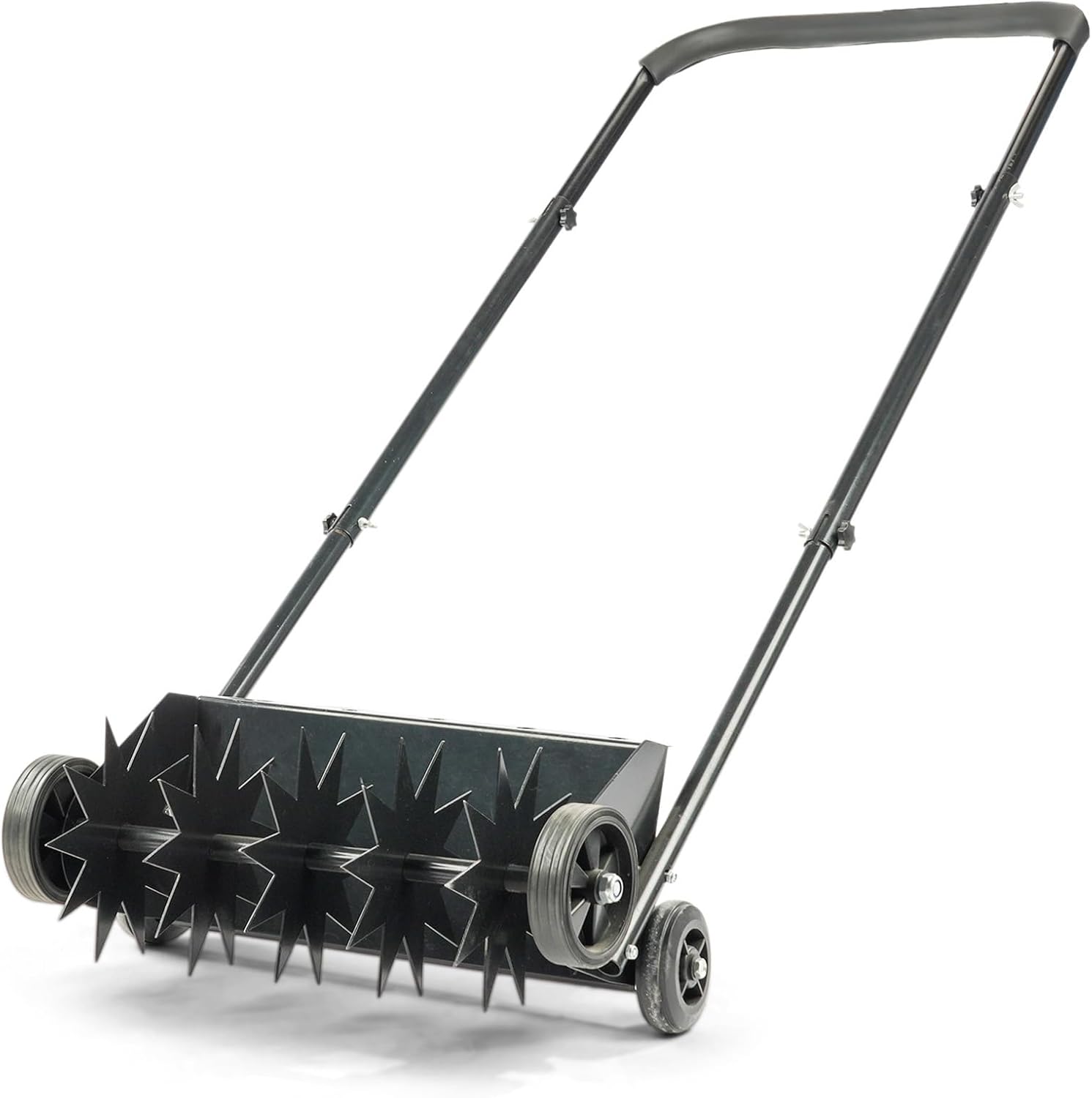 19-Inch Push Rolling Aerator for Lawn, Heavy Duty Manual Lawn Aerators with Rubber Handle, Hand Tools Care Equipment for Garden Patio Yard Compacted Soils and Lawns, Aireador de Rodillo (Black)