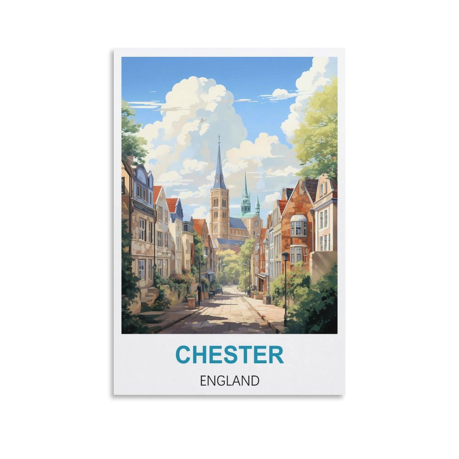HWJJUII Chester England Vintage Travel Poster 08x12inch(20x30cm) Canvas Wall Posters And Art Picture Print Modern Family Bedroom Decor Posters
