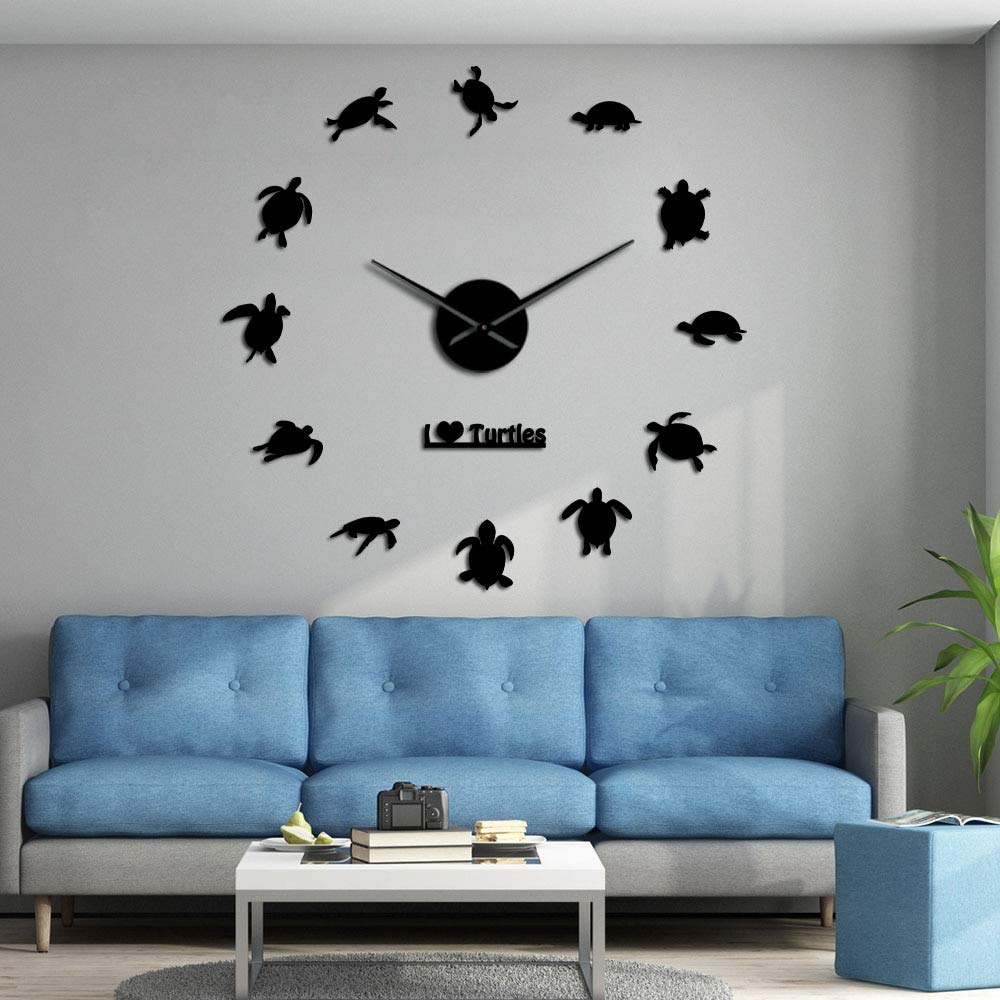 Miroir décoratif géant et horloge murale design silhouette animaux marins