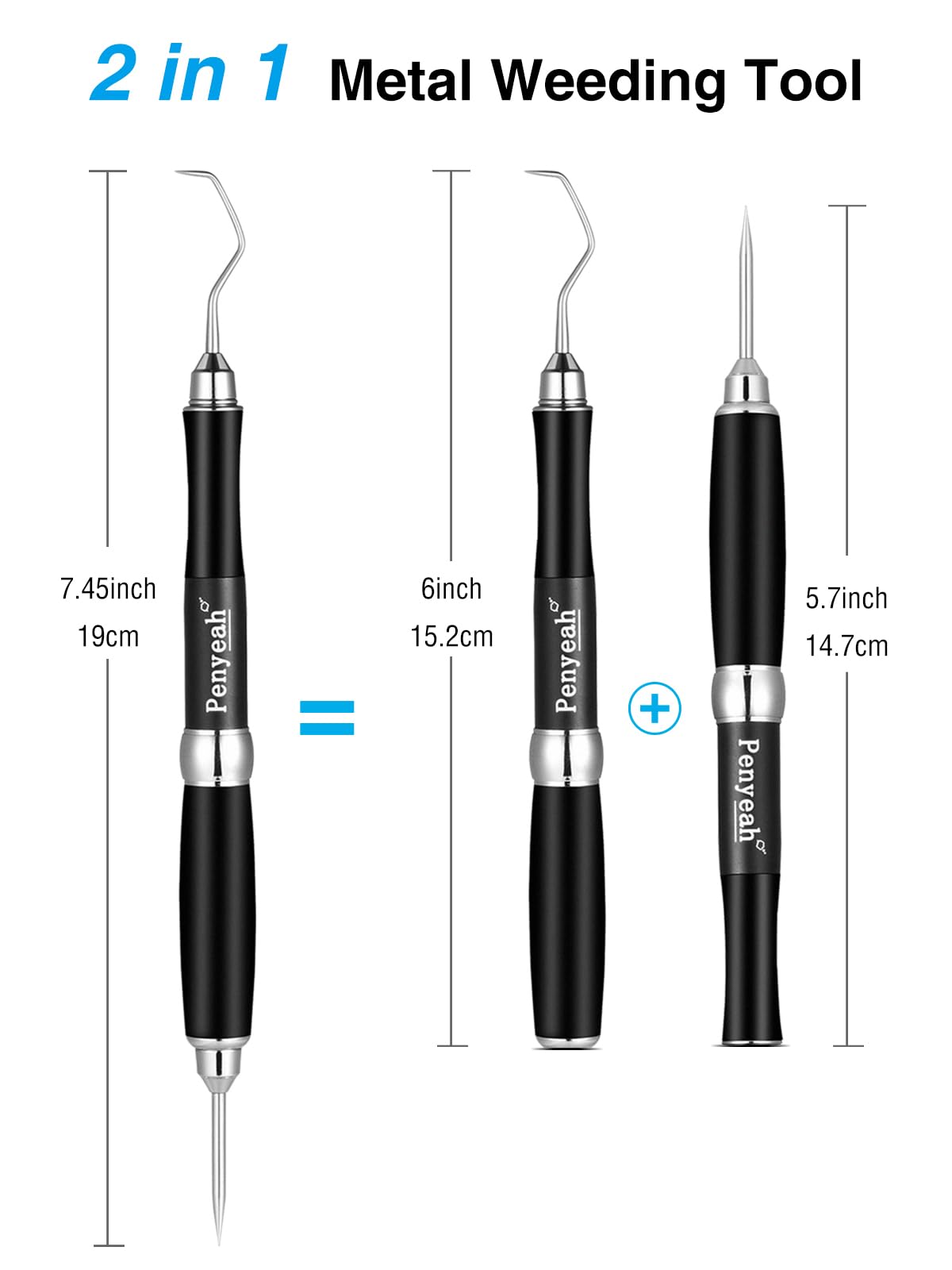 Weeding Tools for Vinyl, 2 in 1 Vinyl Weeding Tool with Pin Pen & Hook Picker, Comfort Rubber Grip Precision Craft Vinyl Weeder for Cricut/Silhouette DIY Iron-on Project Cuts