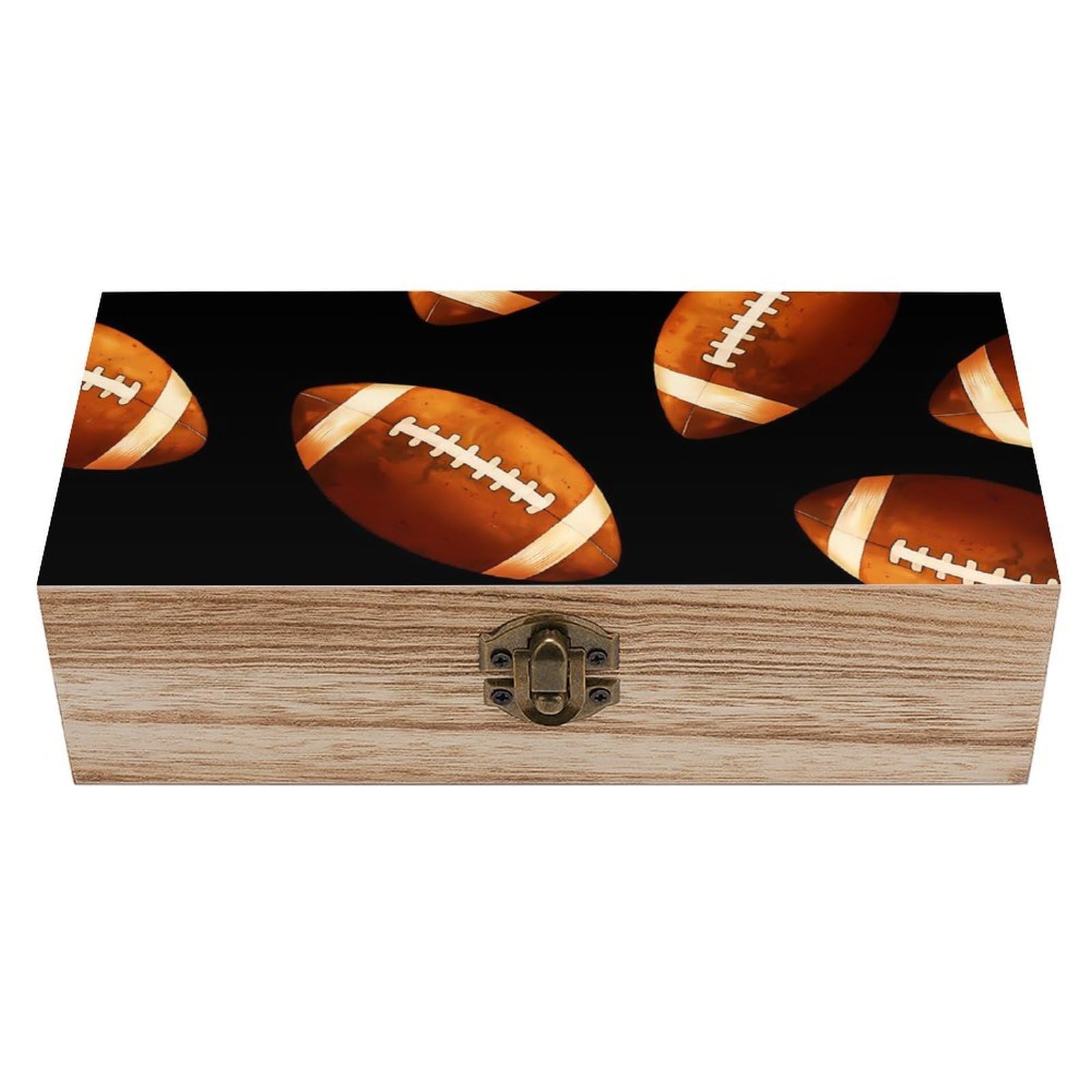 HLBSDM Football Retro Wooden Storage Box Jewelry Art Gift Boxs Decorative Keepsake Boxes