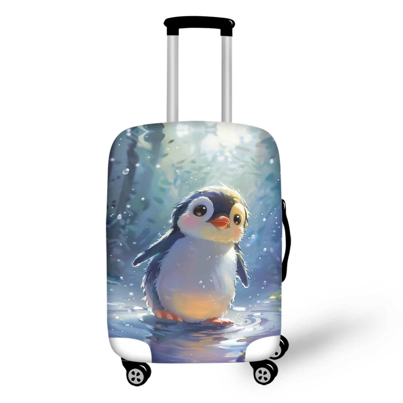 Ystardream Cute Penguin Luggage Protective Cover Sky Butterfly Print Travel Suitcase Cover Elastic Dust Cases for 18 to 21 Inches Practical Travel Accessories Luggage Dust Cover Gifts S