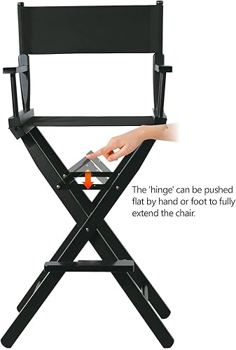 Miniatura 6 de Tall Directors - Silla plegable de 46 pulgadas, silla de maquillaje negra para artistas de maquillaje, capacidad de 250 libras, madera dura maciza,