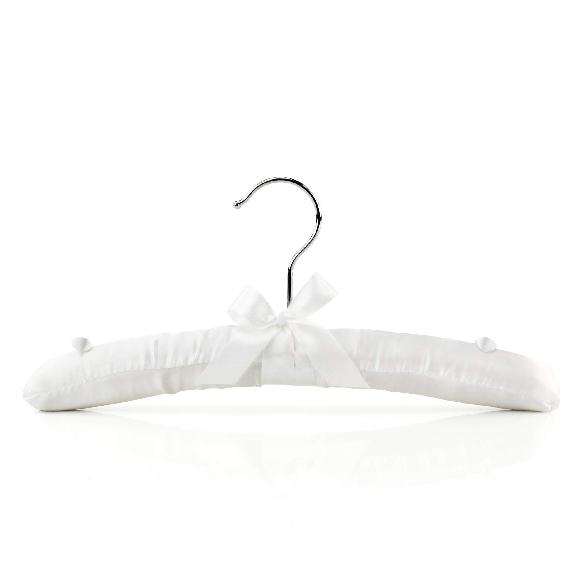 Hangerworld 3 Cintres 30cm Rembourrés en Satin Blanc à Boutons pour Vêtements Bébés, Jeunes Enfants