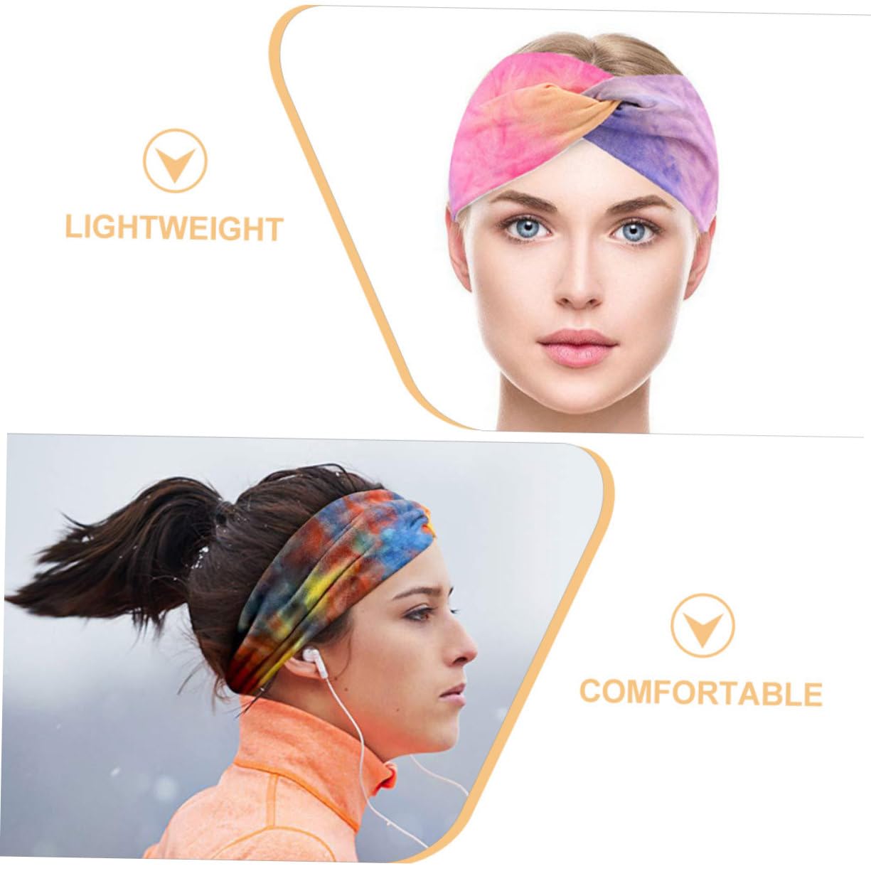 Beavorty 16 Piezas Diadema Deportiva Corbata Teñida Diadema Banda Para El Cabello Para El Sudor Bandas Para El Sudor Para Mujeres s Elásticas Para Bandas Para