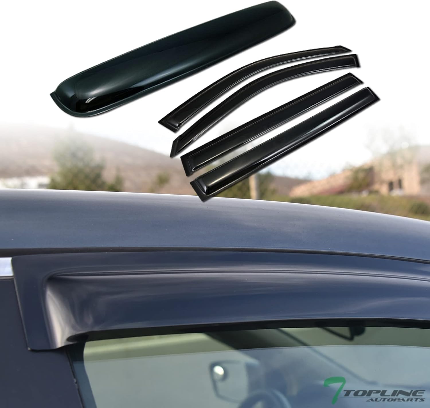 Smoke Window Deflector Vent Shade Guard + Sunroof Moonroof Sun Moon Roof Visors 5