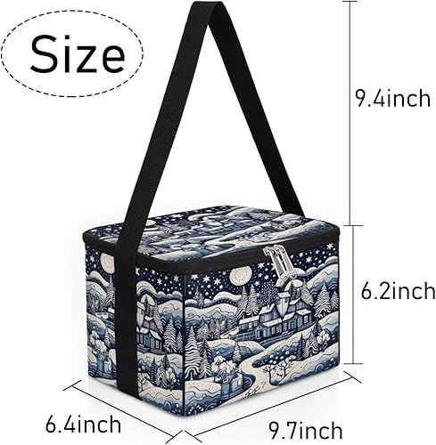 Miniatura 7 de Christmas Art Pattern Insulated Lunch Bag Women Reusable Lunch Tote Square Meal Bag for Adults Men Cooler Lunch Box for Work Travel Picnic Food