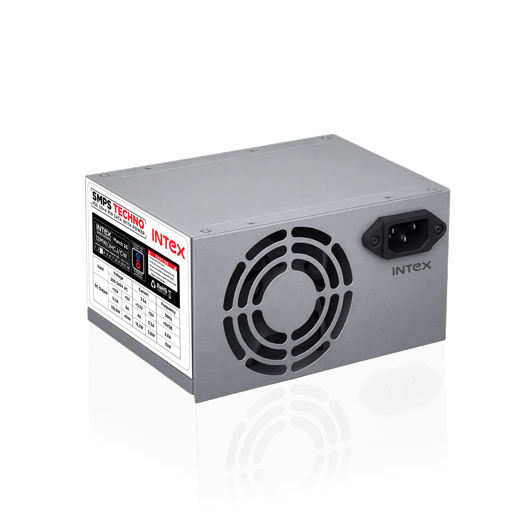 SMPS Classic 450W Power Supply 20+4 Pin SATA SMPS with Silent Fan 200-240V AC Input Stable ATX 12V Output for Desktop, Computer| Power Protection-image-2