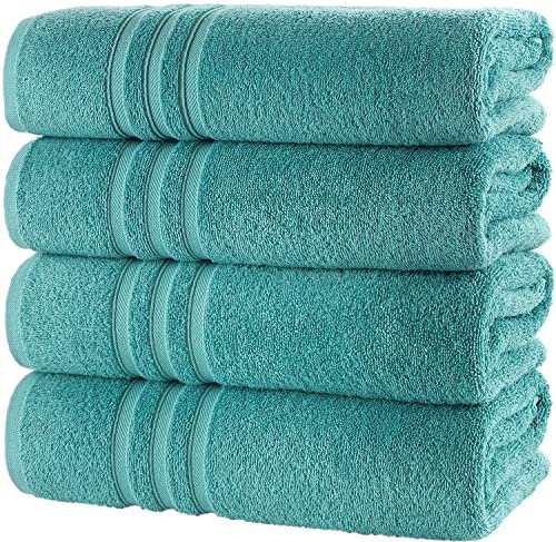 Hammam Linen Teal Turquoise Bath Towels 4-Pack - 27X54 Soft And Absorbent, Premium Quality Perfect For Daily Use 100% Cotton Towel 600 Gsm #TOP2