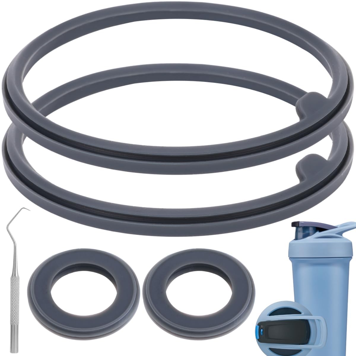 5PCS Shaker Bottle Gasket Replacement Parts for BlenderBottle Strada Shaker Cup Insulated Stainless Steel Water Bottle?for Blender Bottle Strada Protein Shakes Bottle 24/25/28OZ?Flip lid?