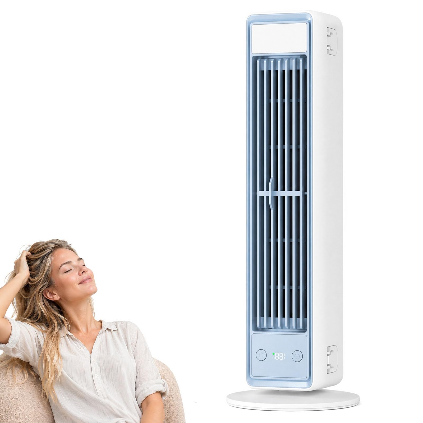 Mobiler Luftkühler für Schreibtisch & Büro, Tragbare Klimaanlage Kompakt, Leiser Tischventilator ohne Flügel, 3 Stufen Kühlung für Konzentriertes Arbeiten