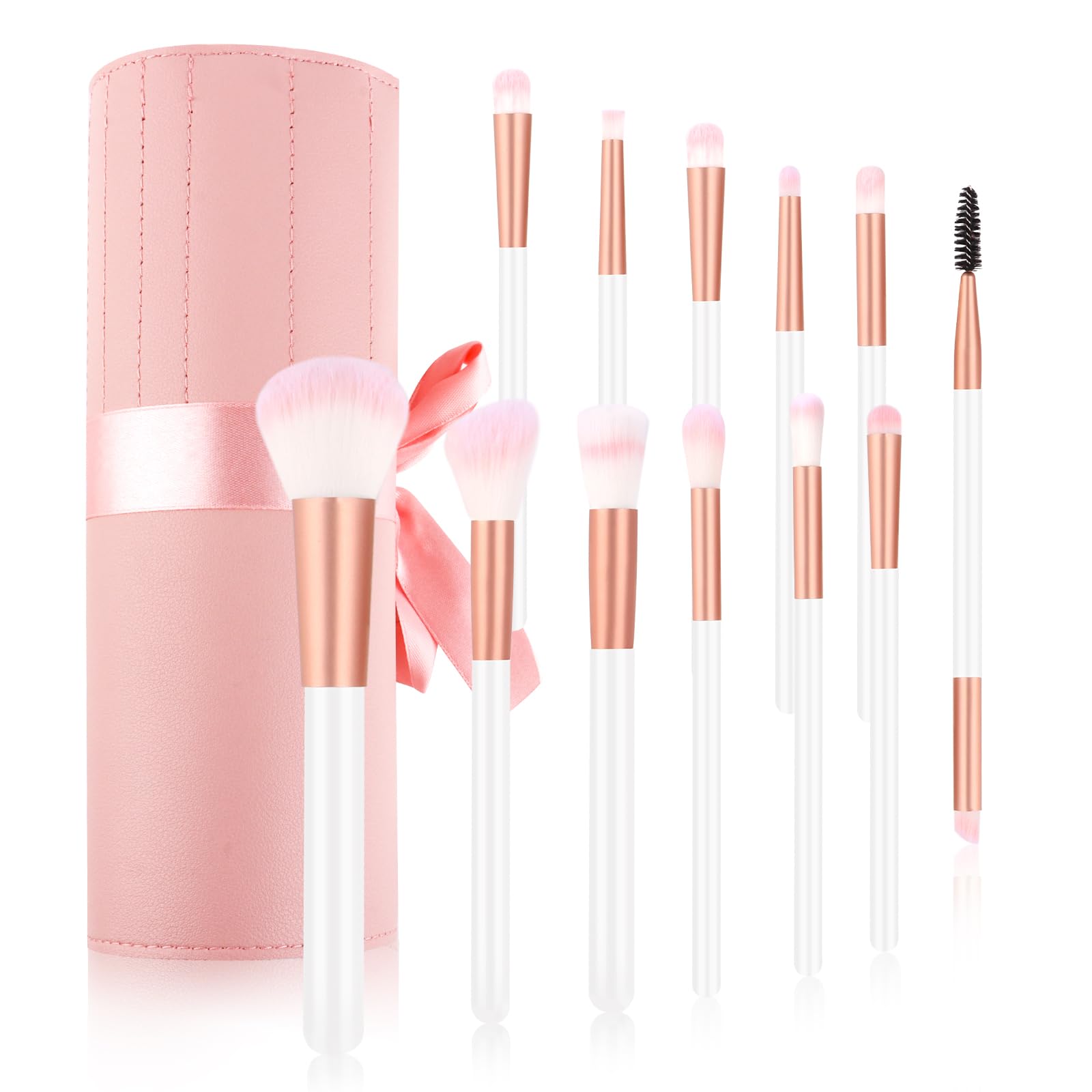 12 Piezas Set de Brochas de Maquillaje, RISVOWO Profesional Set Para Cara y Ojos con Estuche de Viaje, Pinceles Sintéticos de Primera Calidad Para Puderpinsel Lidschatten Blush Eyeshadow