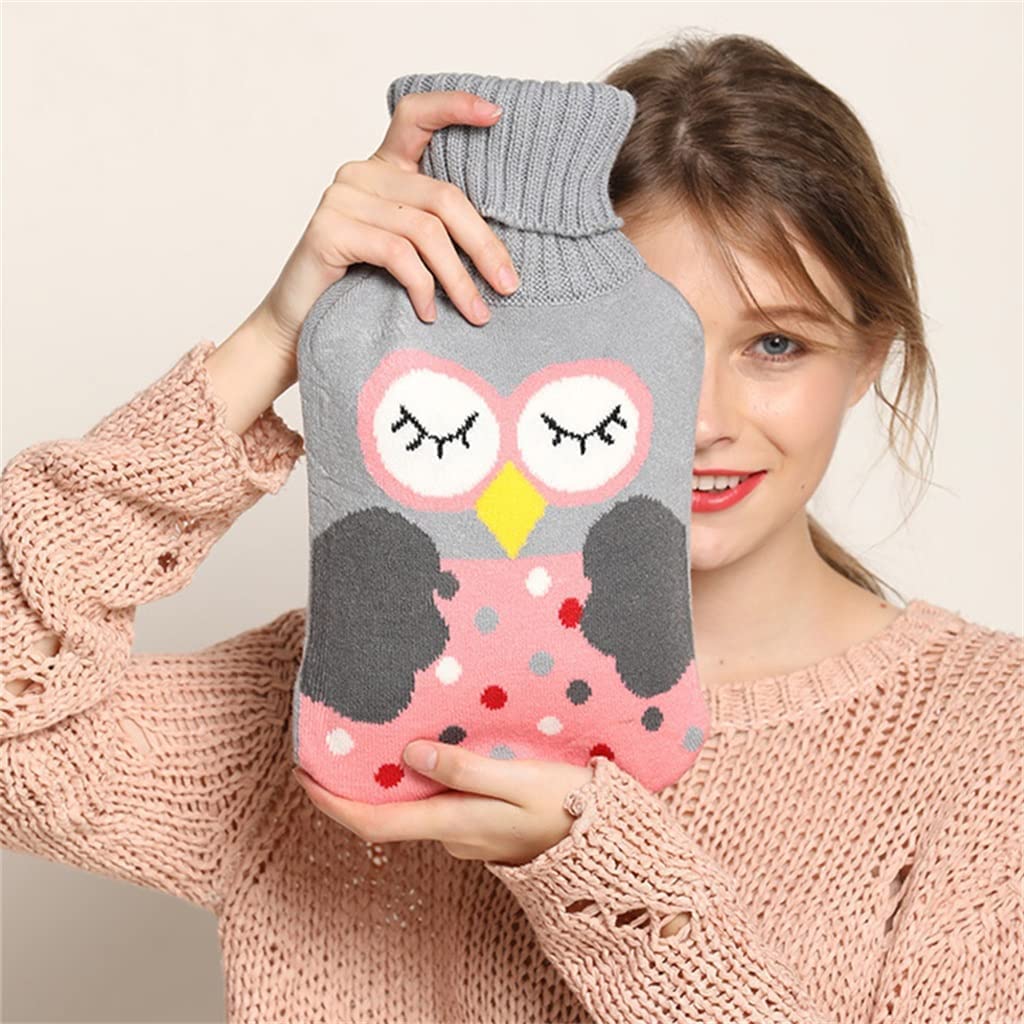 TIANYIA Réutilisable Bouillotte Portable, Sac à Eau Chaude avec Manteau tricoté détachable, Pack Chaud pour la Maison pour Les Mains et Les Pieds Portable