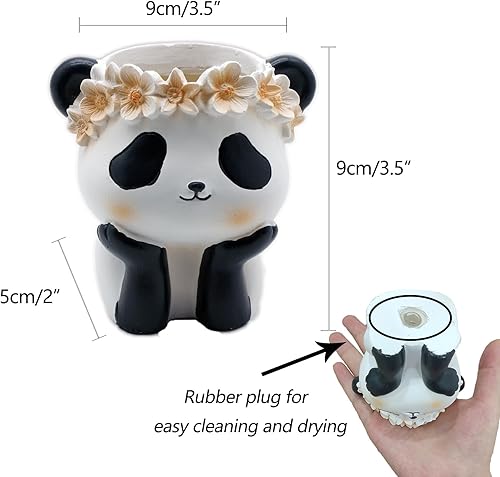 Miniatura 2 de MIAO YUAN Soporte creativo de dibujos animados para bolígrafo de panda para almacenamiento de papelería, soporte de escritorio para brochas de