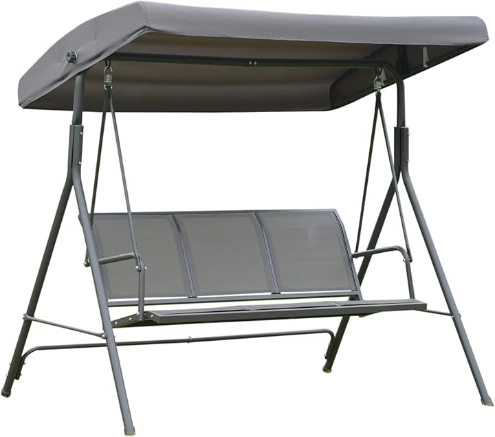 Outsunny dondolo 3 posti da giardino con baldacchino struttura in acciaio IT100110-0620631