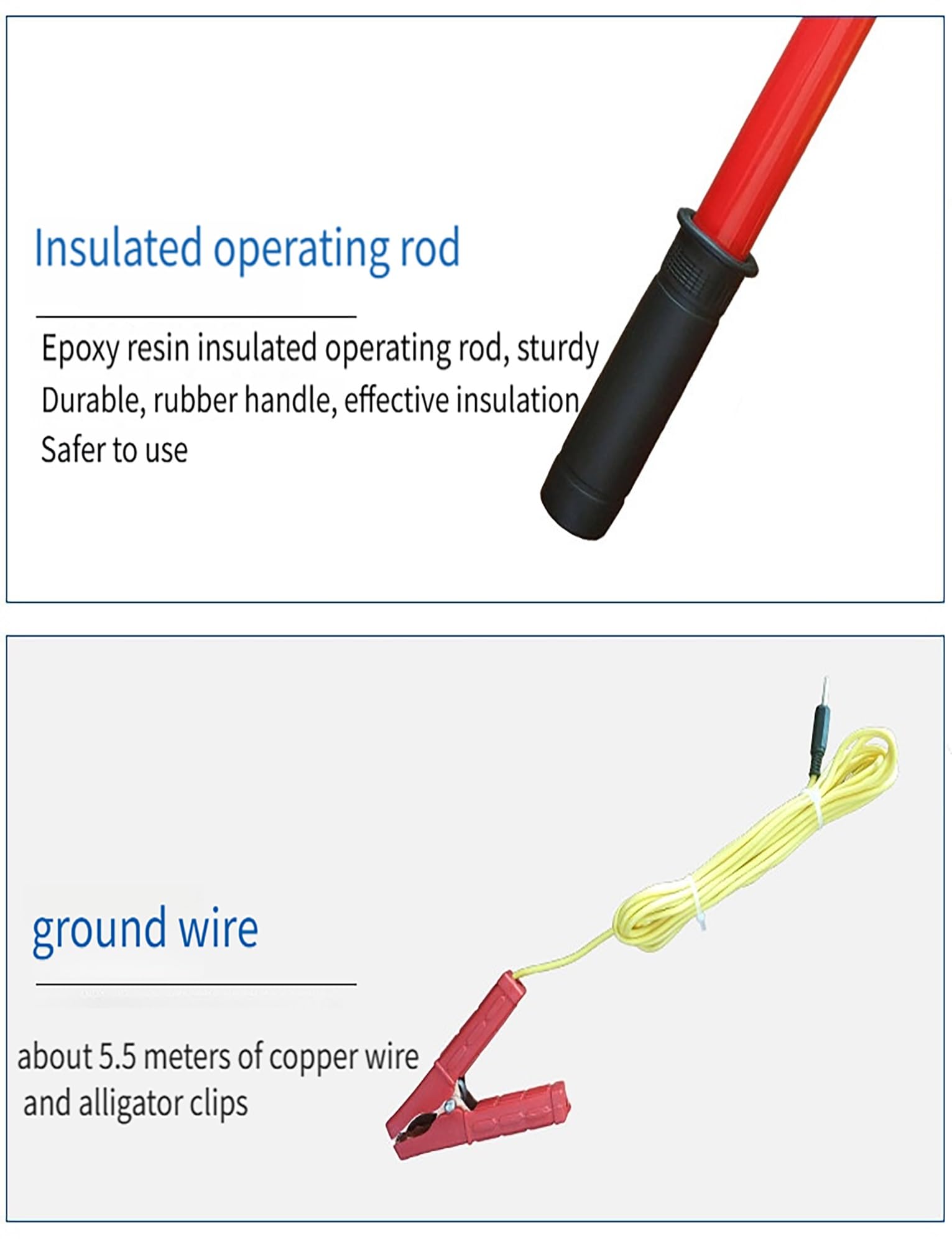 Bâton chauffant télescopique isolé en époxy pour la sécurité des lignes aériennes, tige de décharge haute tension portable pour l'entretien électrique
