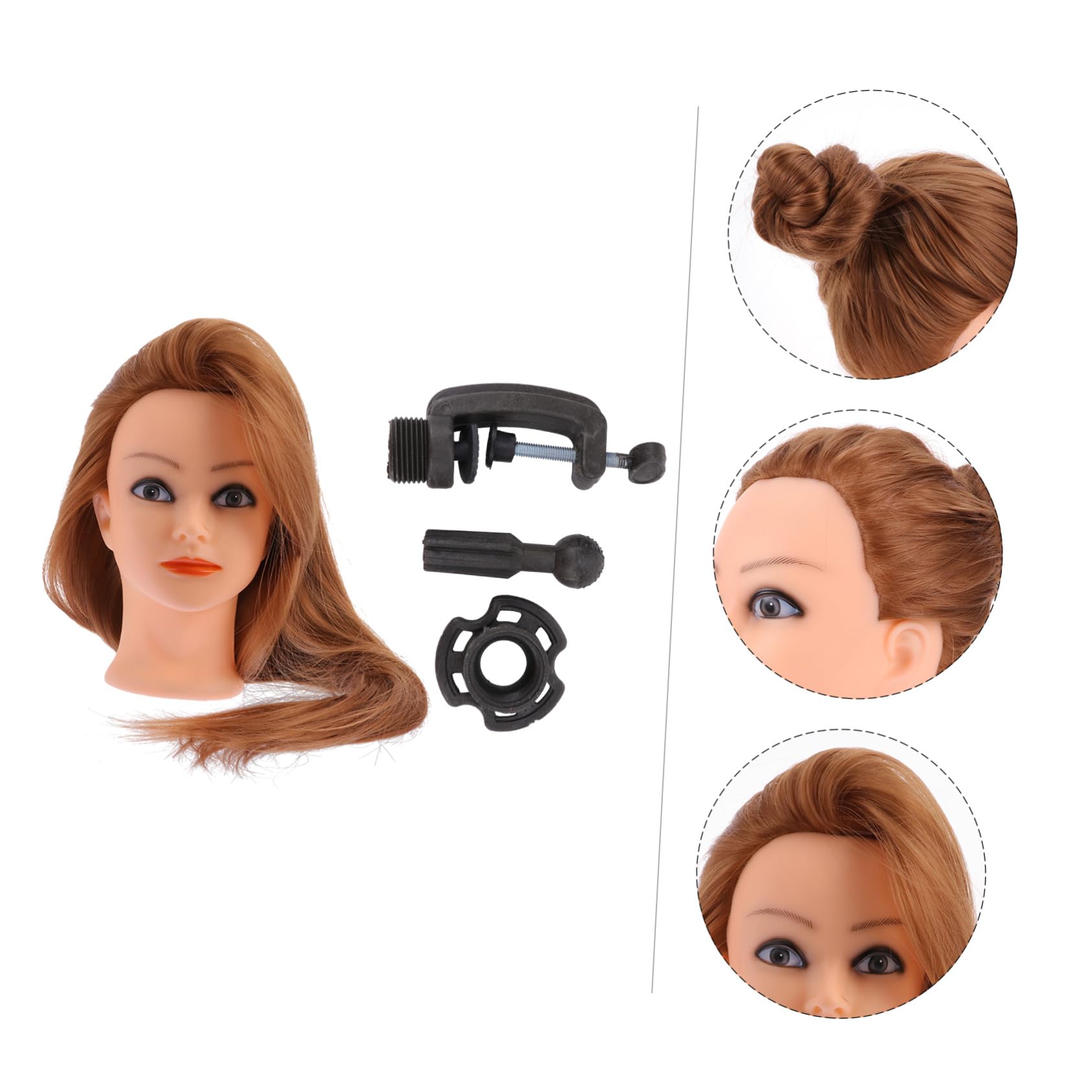 Mannequin Puppenkopf mit Hochtemperatursilk Haarstyling Puppe mit Ständer für Flechten und Dutt Geeignet für Kinder und Frauen im Friseursalon oder Zuhause