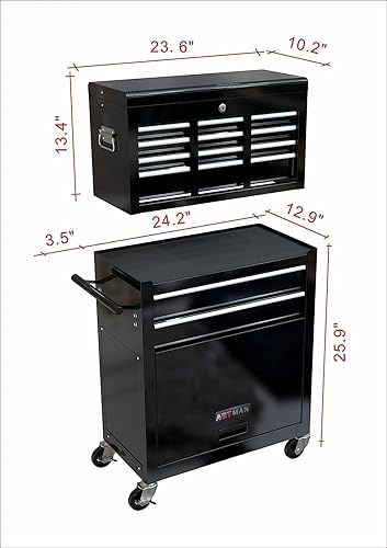 Miniatura 3 de Caja de herramientas con ruedas de 8 cajones, caja de herramientas con ruedas y sistema de bloqueo, armarios de herramientas desmontables 2 en 1 de