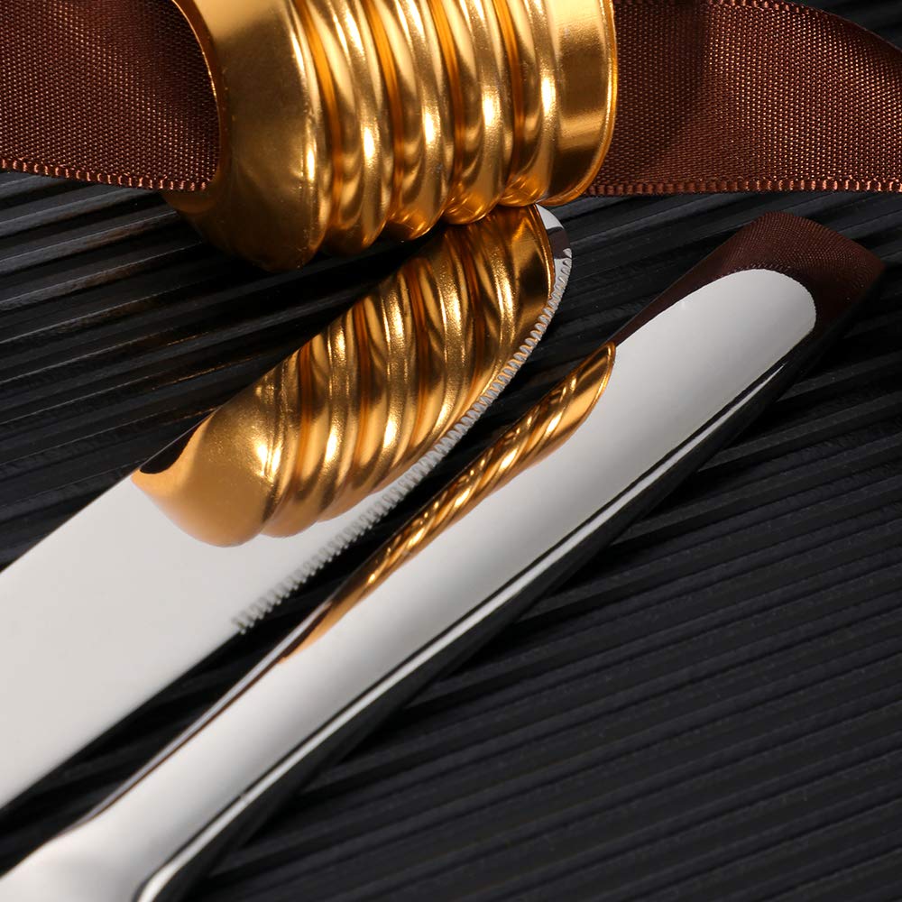 Cuchillos de postre de acero inoxidable, 18/0, 12 unidades de cuchillos de postre con borde cuadrado, cubiertos modernos tenedores multiusos para cocina, restaurante