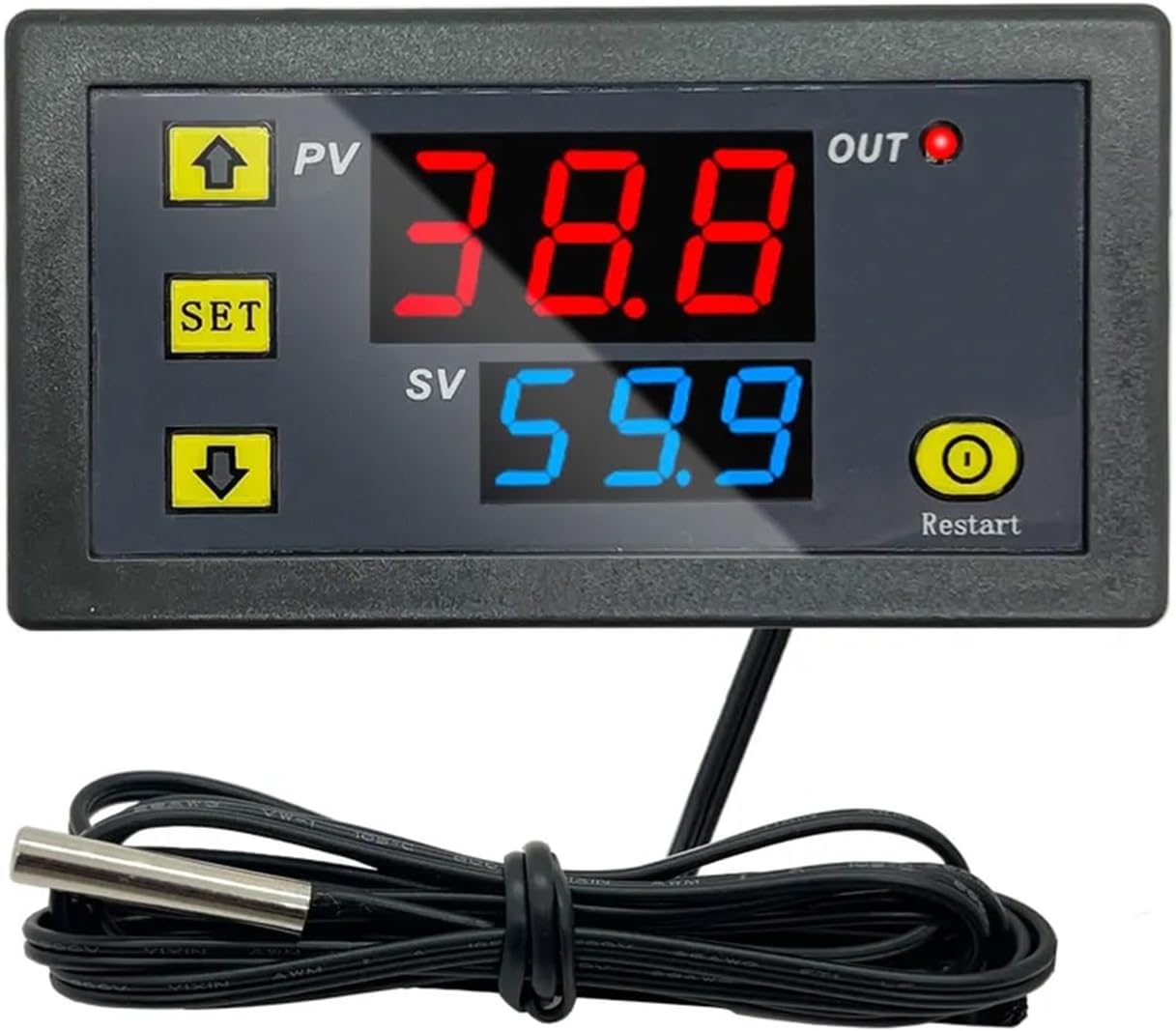 W3230 Mini Digital Temperature Controller 12V 24V 220V Thermostat Regulator Heating Cooling Control Thermoregulator with Sensor(DC24V)