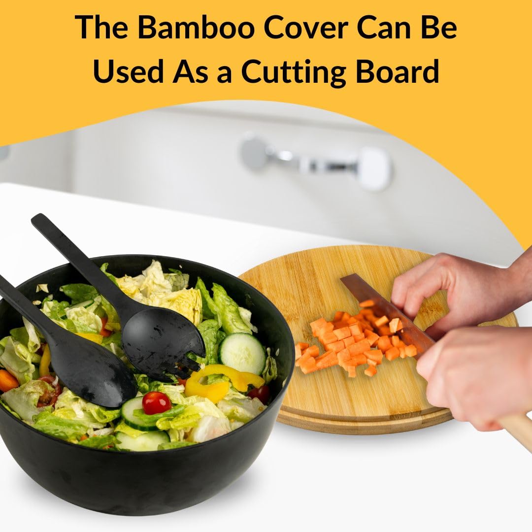 Amazon.com | Bright Line Eating White Eco-Friendly Bamboo Salad Bowl with  Dual-Purpose Lid