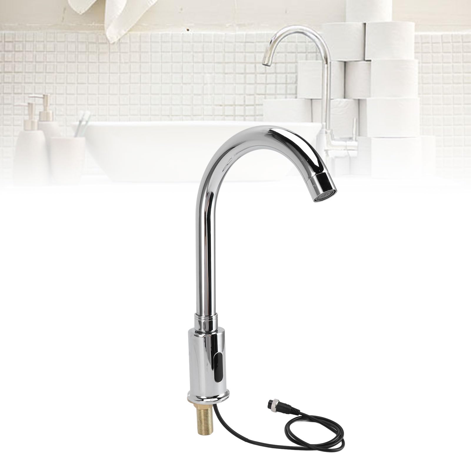 Asixxsix Grifo de lavabo sin contacto, grifo de cocina sin contacto con sensor infrarrojo, de agua fría individual, grifos de cocina con sensor de movimiento