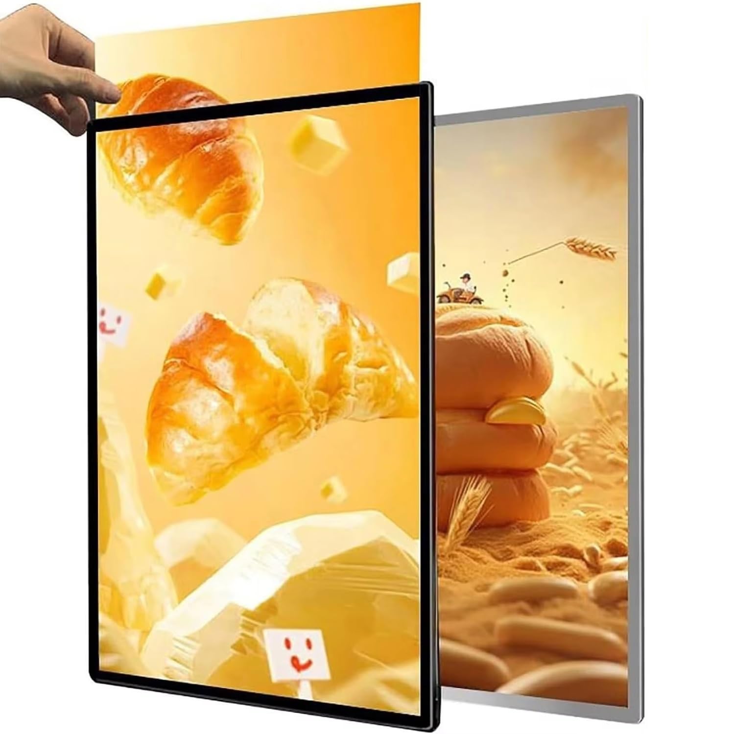 Scatola luminosa pubblicitaria a LED ultra sottile retroilluminata P Display con montaggio a parete/soffitto Menu Board illuminato e per negozi - Argento 60 cm