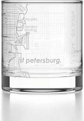 Miniatura 15 de Well Told Vaso de whisky grabado con mapa de Charleston, Carolina del Sur, vaso de rocas estilo antiguo (11 oz, transparente), vaso de whisky
