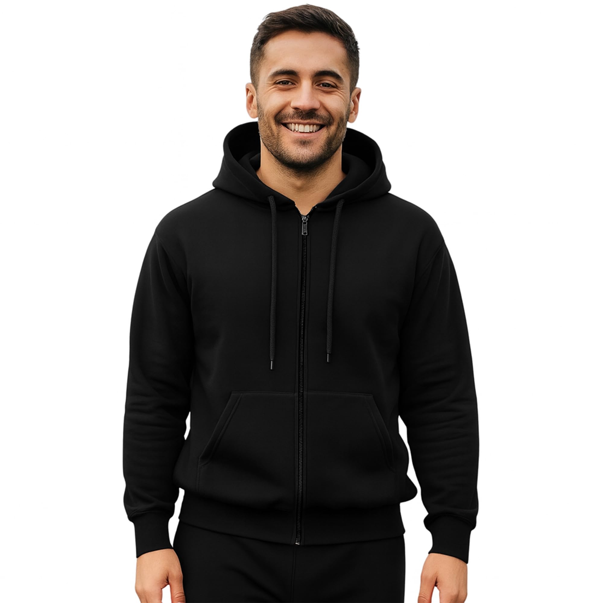 Coolandnew Black Urban Road Plain Zip Hoodie - 4XL