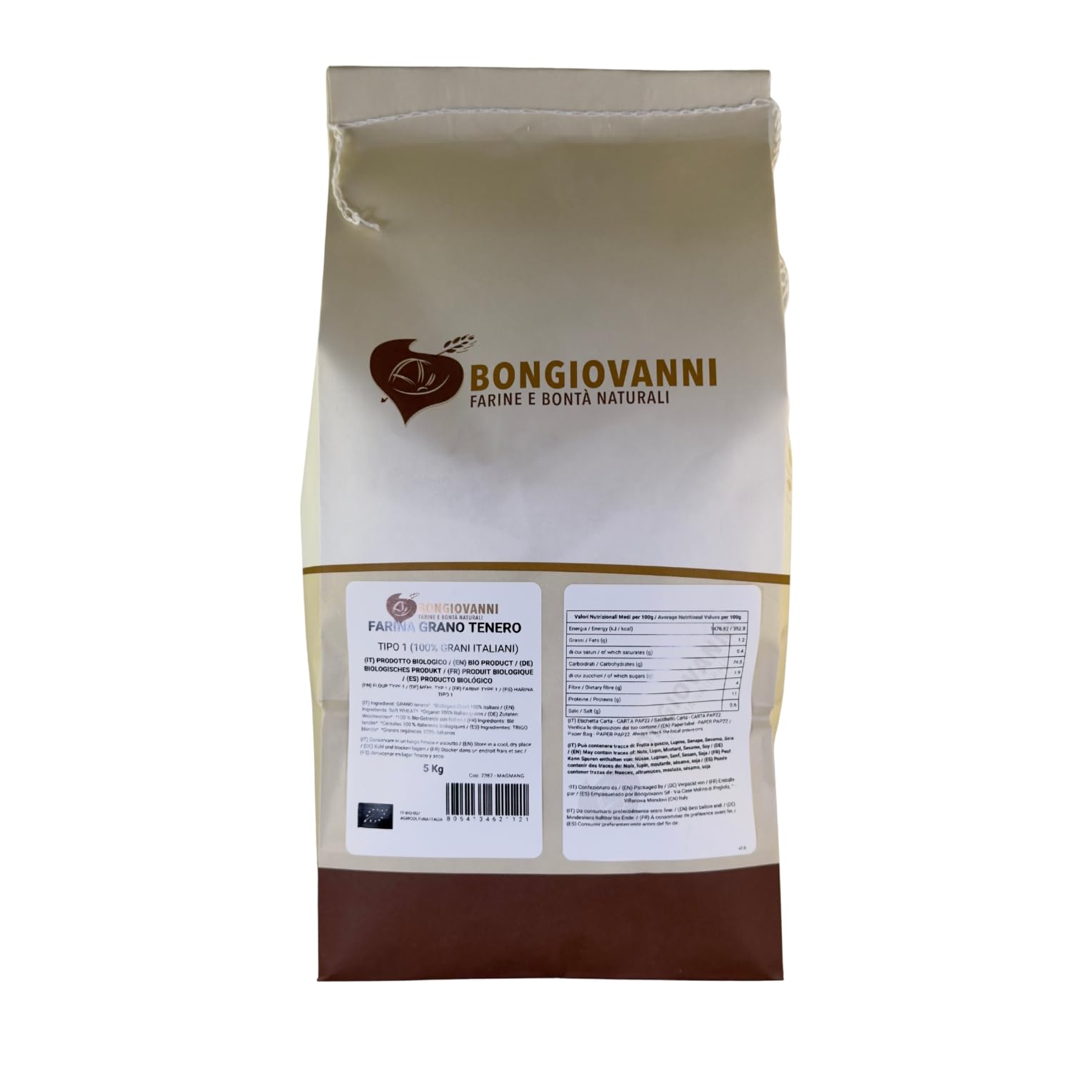 BONGIOVANNI FARINE E BONTA' NATURALI Farina Tipo 1 di Grano Tenero BIO - 5 Kg