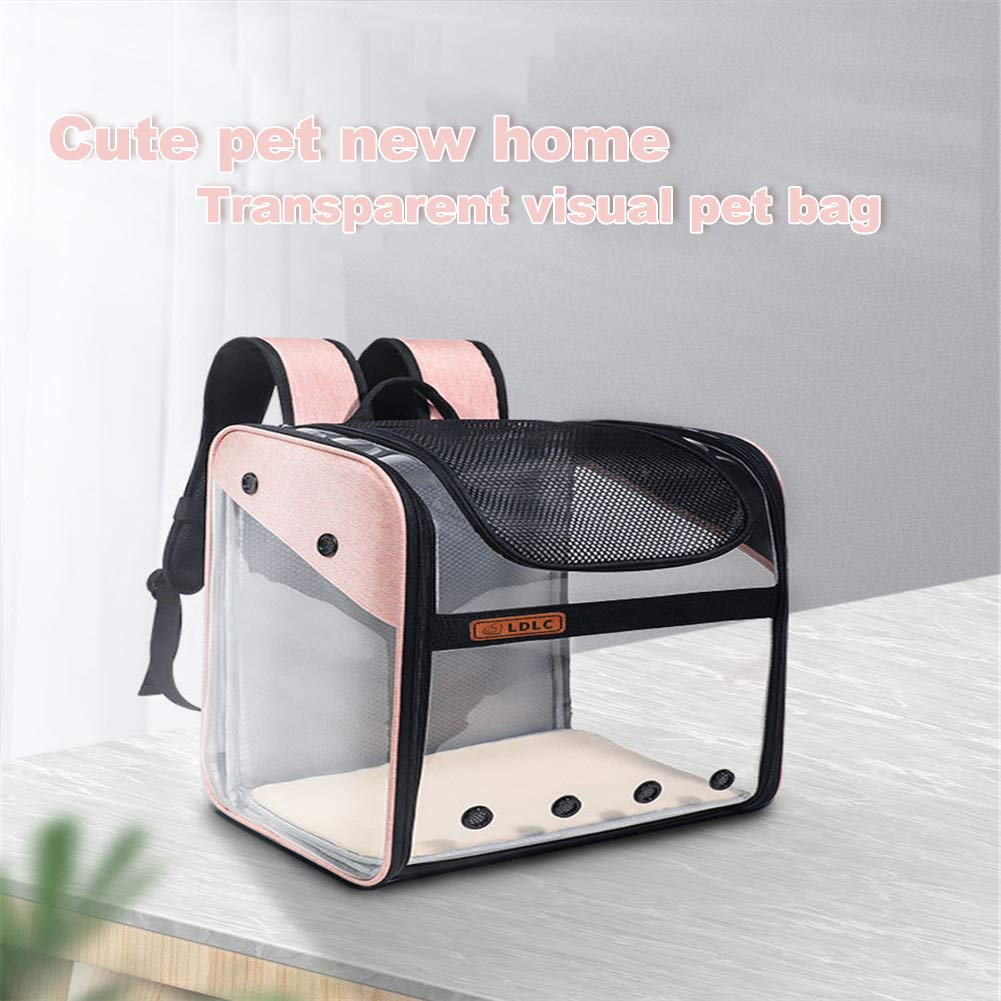 Mochila para Mascotas Portátil, Tela Oxford, Adecuada para Gatos Y Perros, Bolsa Visual Transparente Panorámica, Tamaño Plegable: 40 Cm X 34 Cm X 6 Cm (Azul Cielo Qs-049)