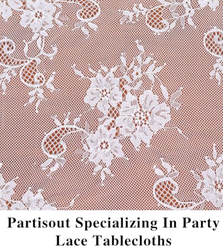 Partisout Vintage Lace Tablecloth 60x120 Inch - Elegant Boho Floral Rectangular Overlay for Wedding, Dining, Farmhouse Decor - Delicate Table Runner Home & Party