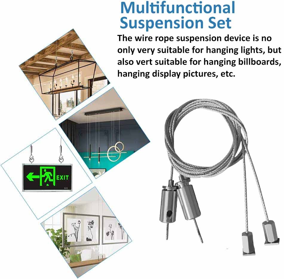 Abaj Lighting 1Meter Steel Suspension Kit for Mounting, Adjustable Heavy Duty Wire Cables Hanging Chains Pendent Restaurant Shop Home Lights - Pack of 5 2