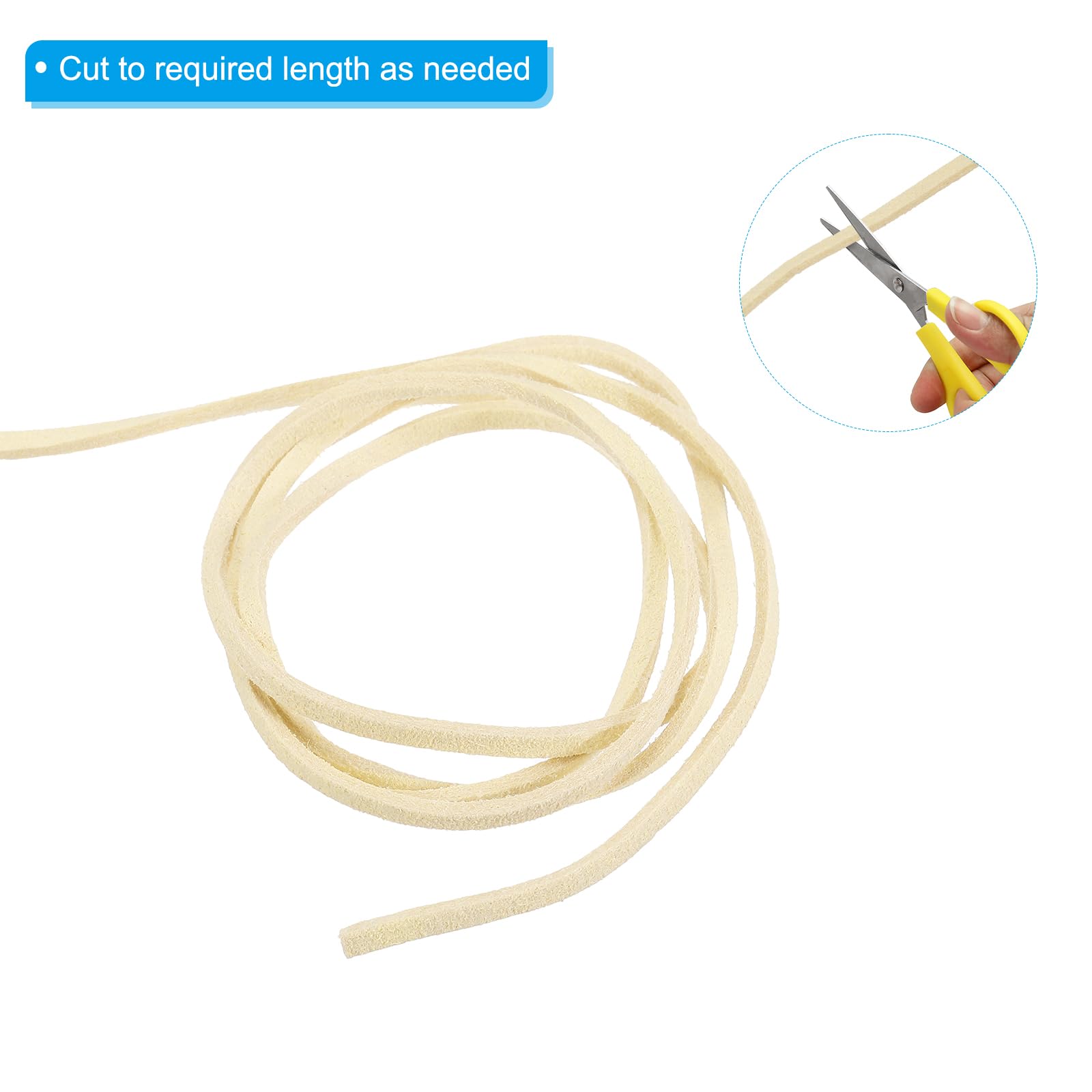 PATIKIL 5.5 Yards x 3mm Faux Suede Leather Cord, Leather Lace String for Bracelet Necklace Beading Making DIY Crafts, Beige - Image 3