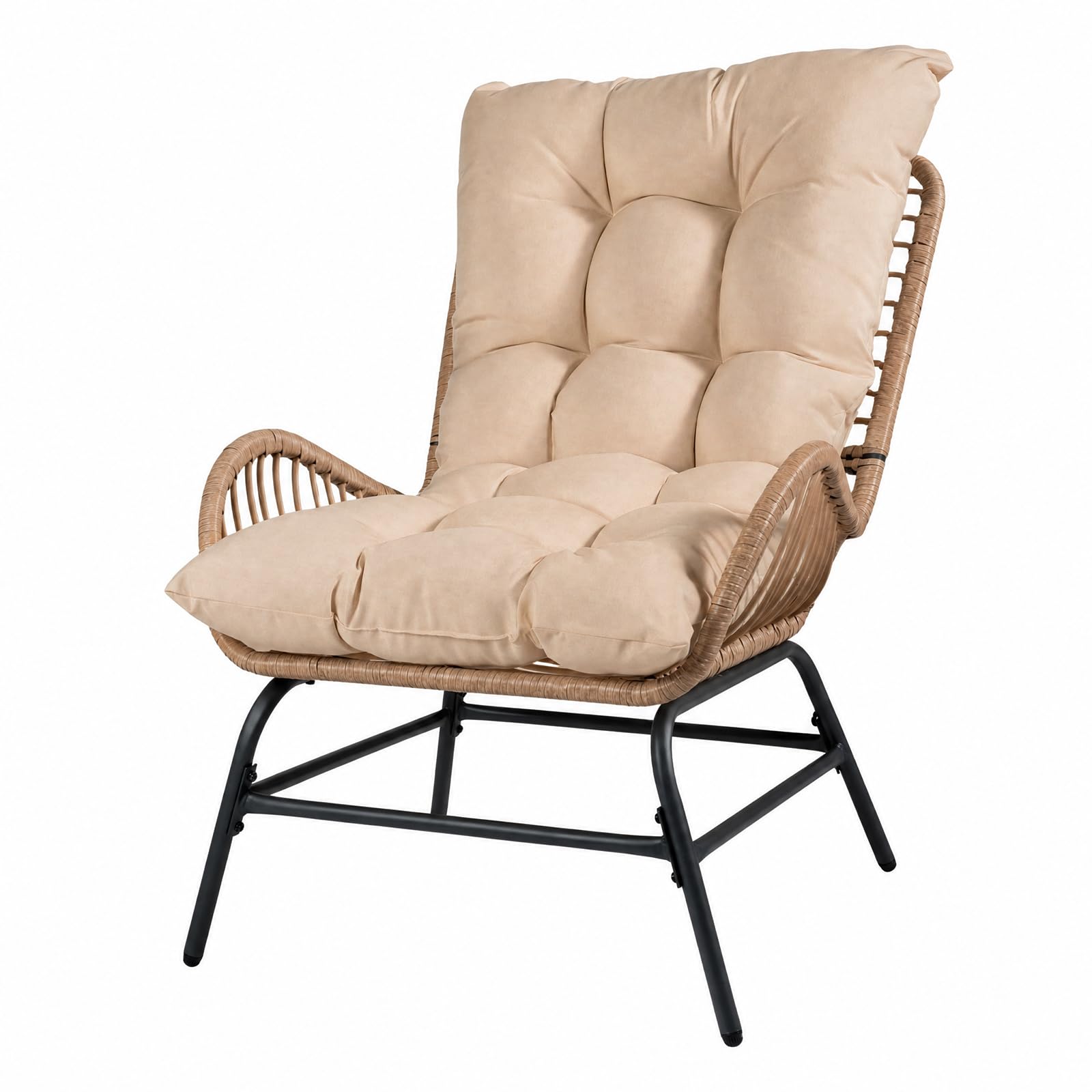 GIANTEX Sillón de jardín de ratán, silla de jardín para exteriores