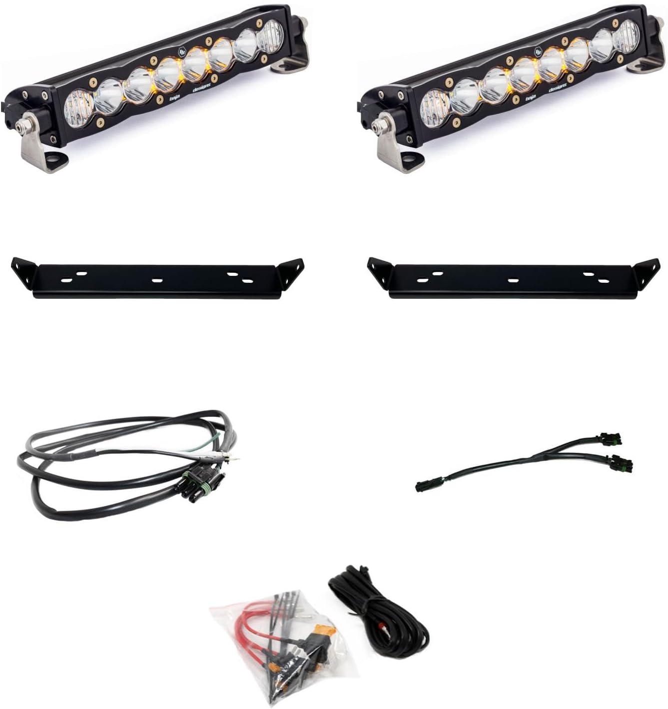 Baja Designs S8 10-inch LED Bar Dual Behind Grille Light Kit for Ford F-150 Raptor 2021+ Truck (Driving/Combo; Clear)