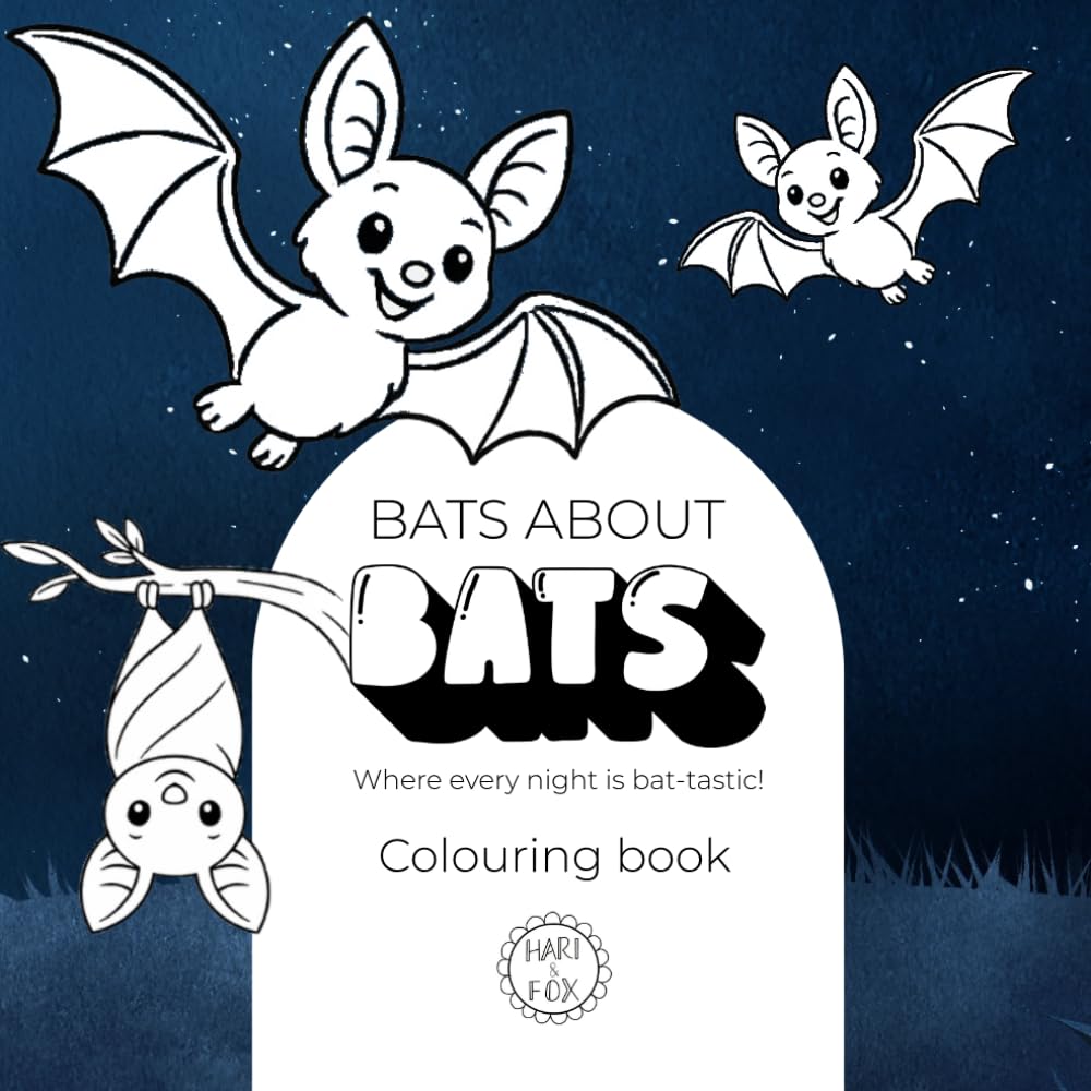 Bats | 30 nocturnal scenes to colour: A fun & cute bat themed coloring book for kids